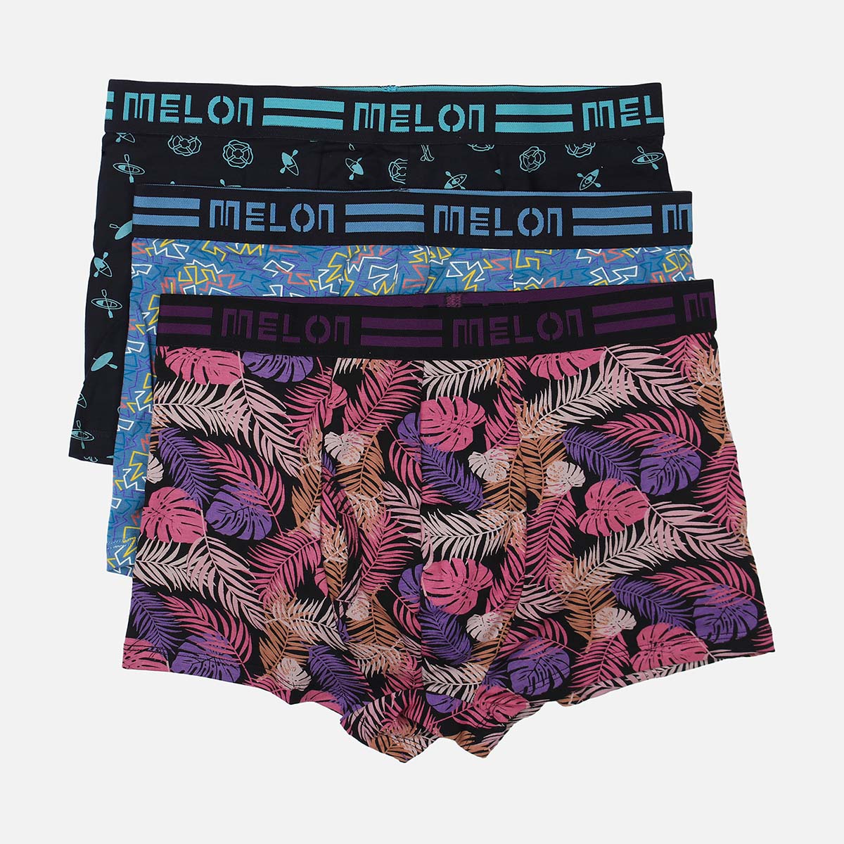 Men Innerwear Printed Trunk 3 Pieces