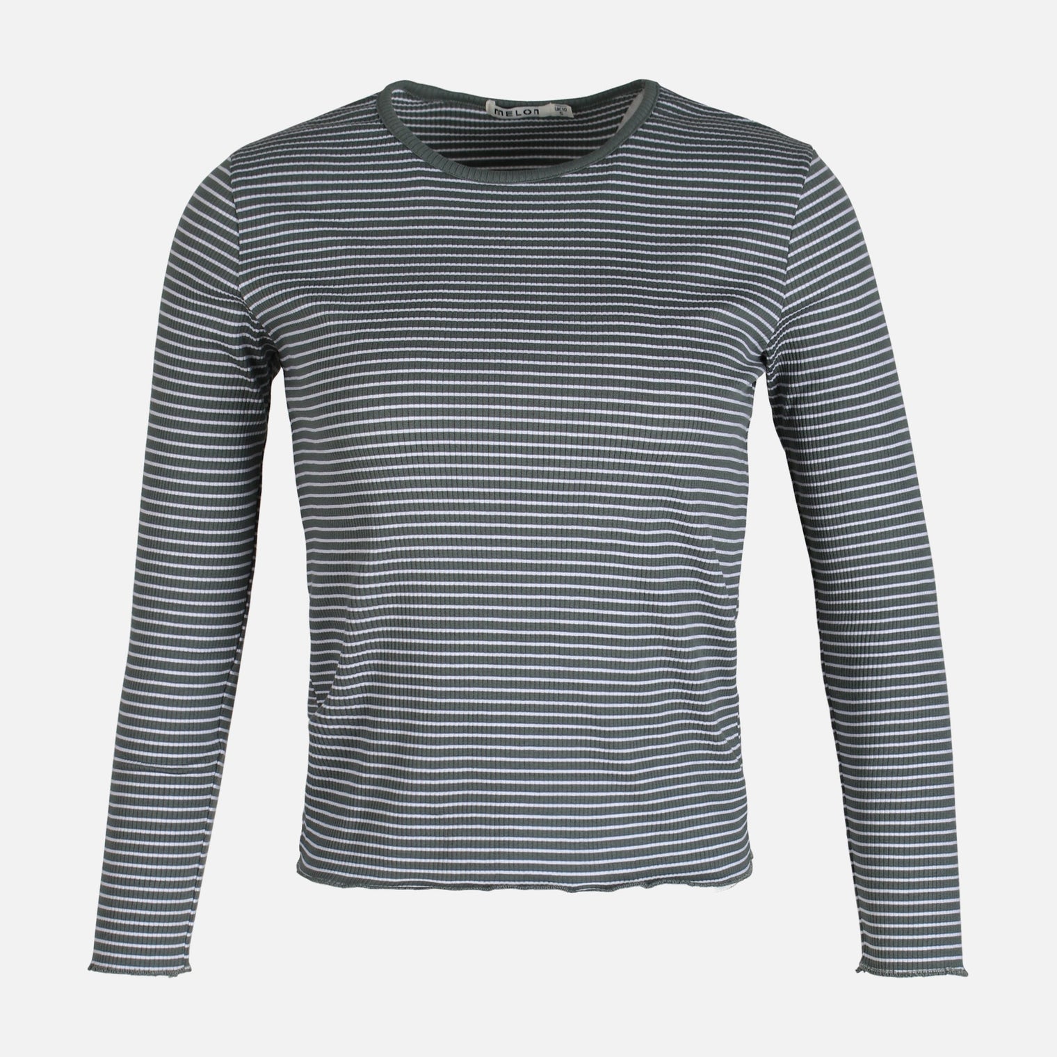 WOMEN RIB STRIPER LONG SLEEVE TEE