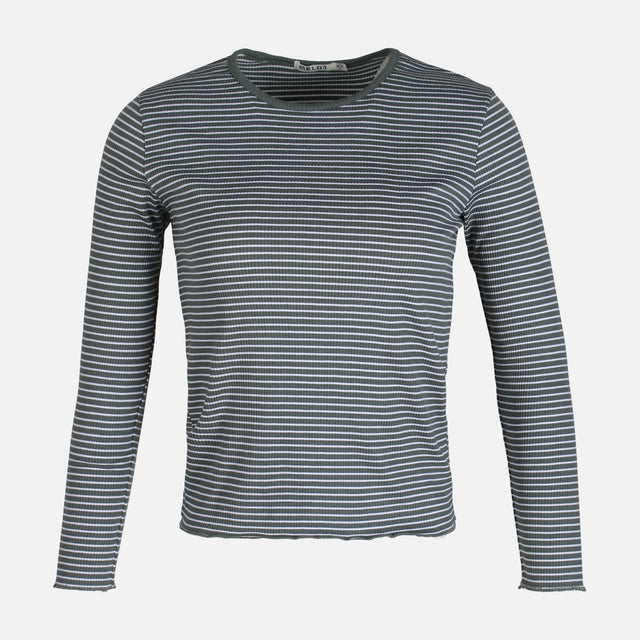 WOMEN RIB STRIPER LONG SLEEVE TEE