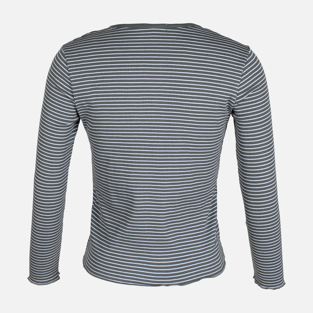 WOMEN RIB STRIPER LONG SLEEVE TEE