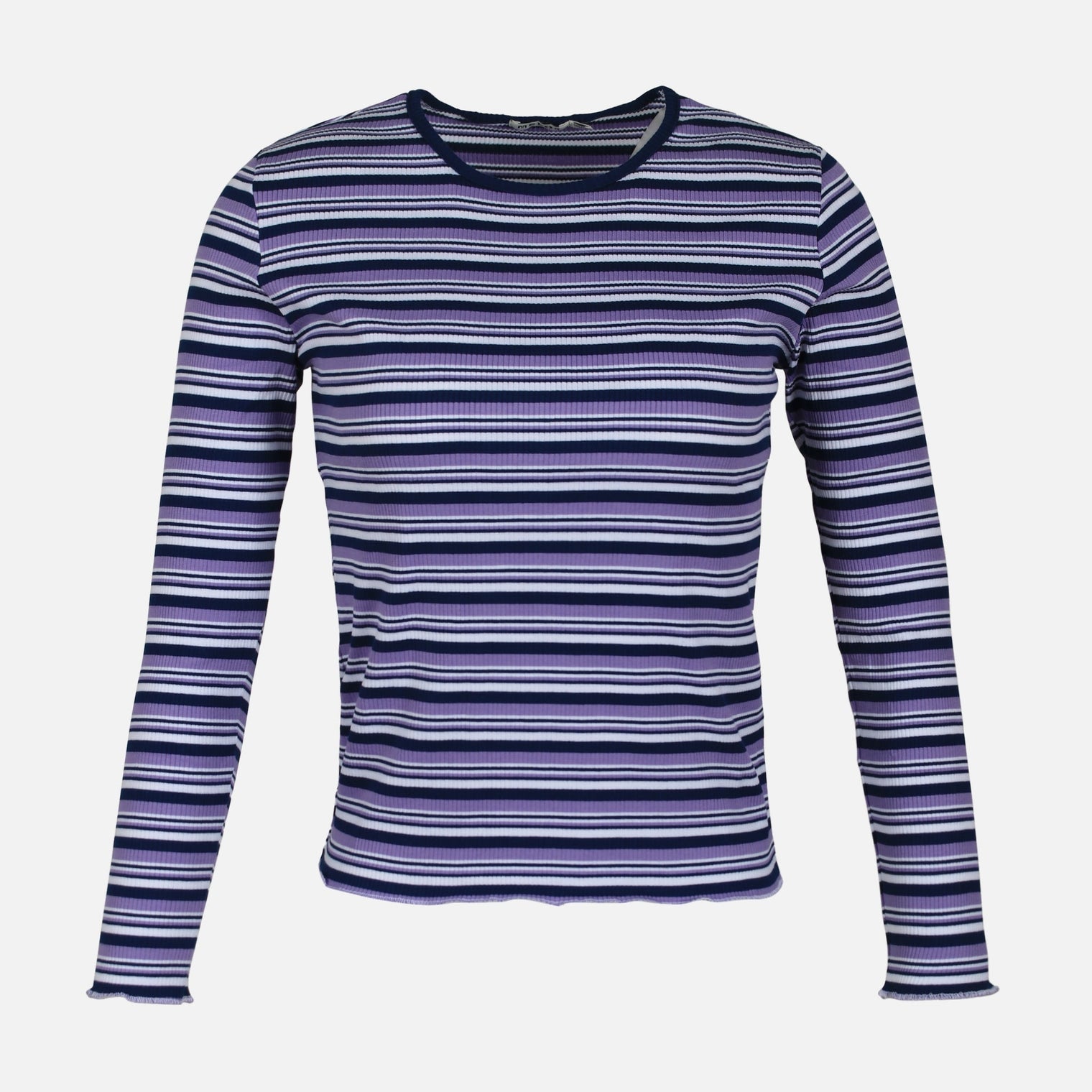 WOMEN RIB STRIPER LONG SLEEVE TEE