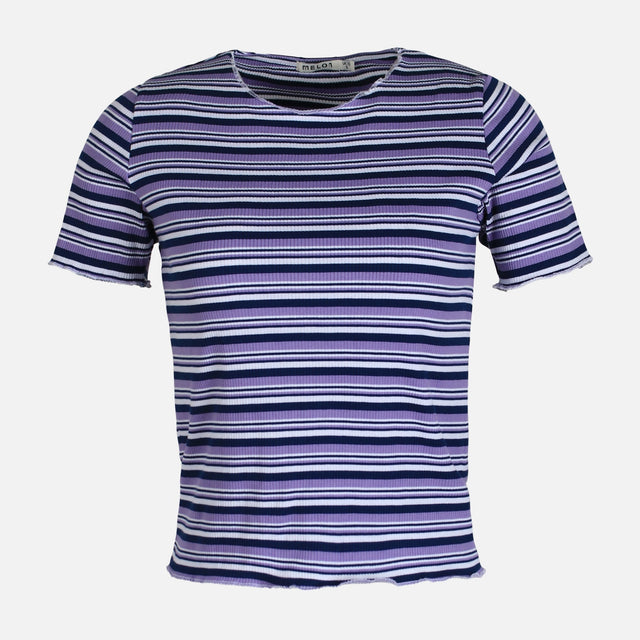WOMEN RIB STRIPER SHORT SLEEVE TEE