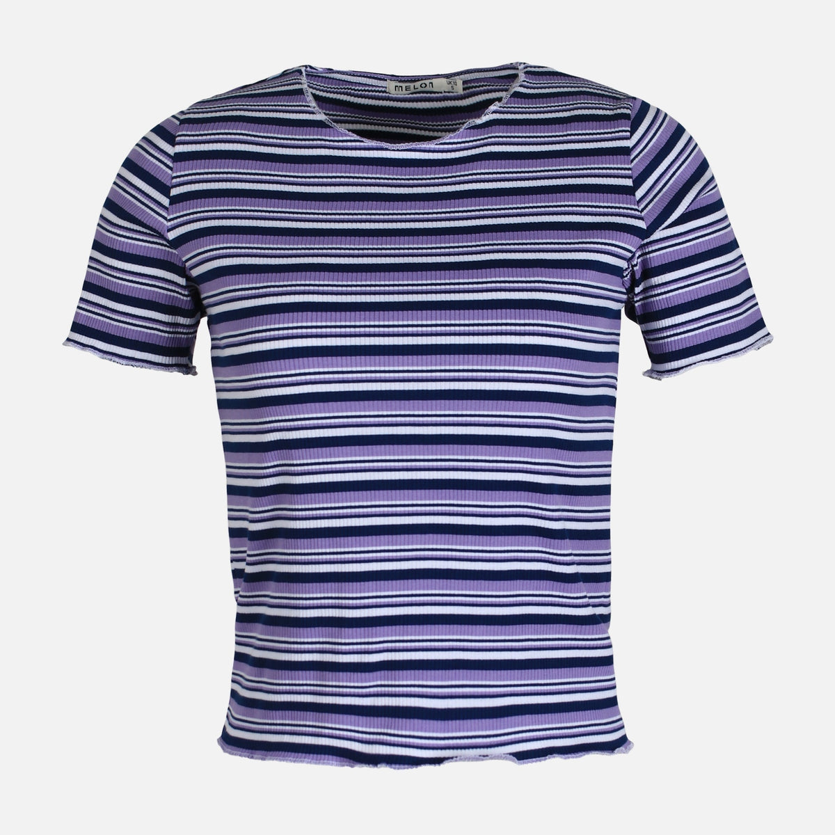 WOMEN RIB STRIPER SHORT SLEEVE TEE