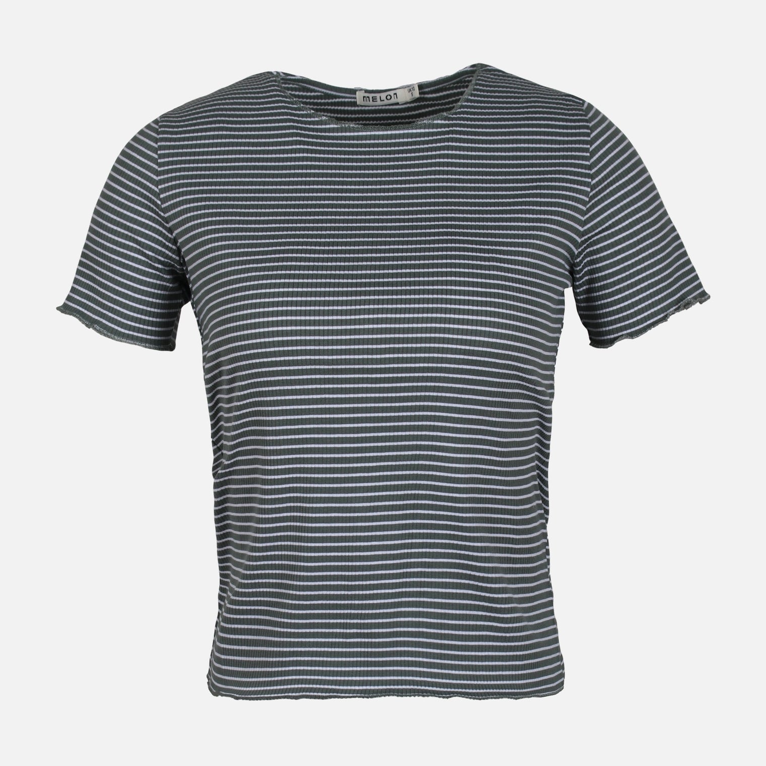 WOMEN RIB STRIPER SHORT SLEEVE TEE