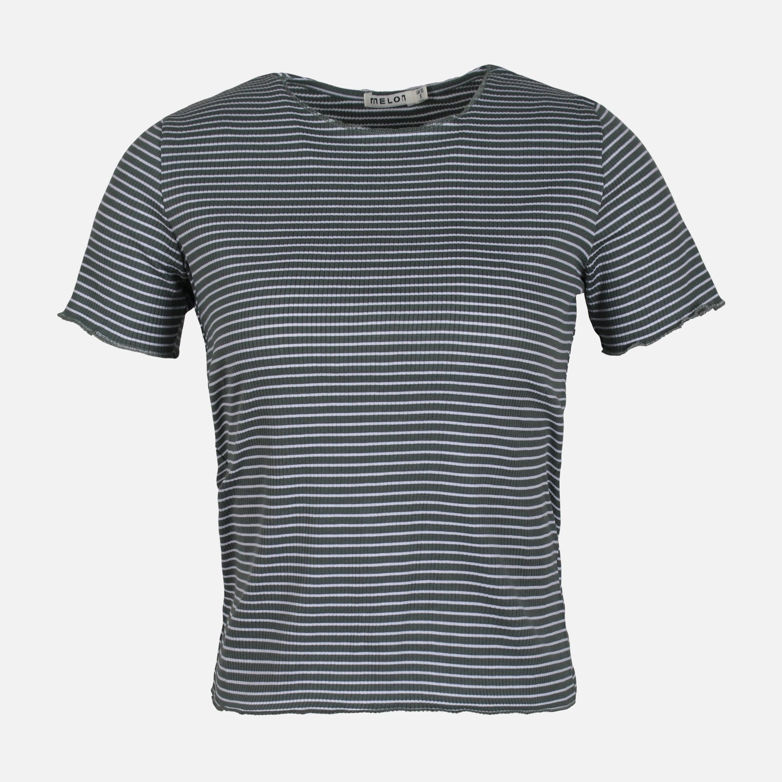 WOMEN RIB STRIPER SHORT SLEEVE TEE