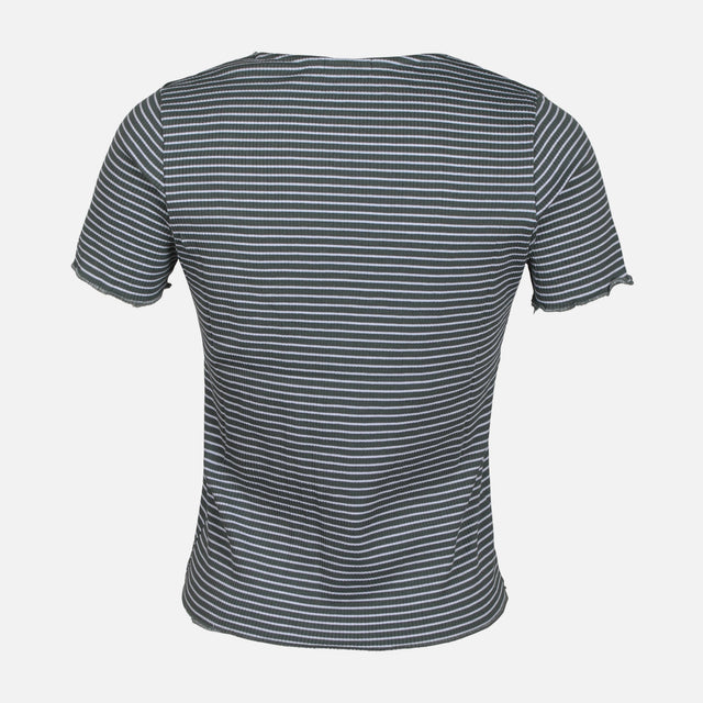 WOMEN RIB STRIPER SHORT SLEEVE TEE