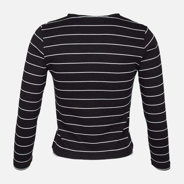 WOMEN RIBBED STRIPE T-SHIRT LONG SLEEVE