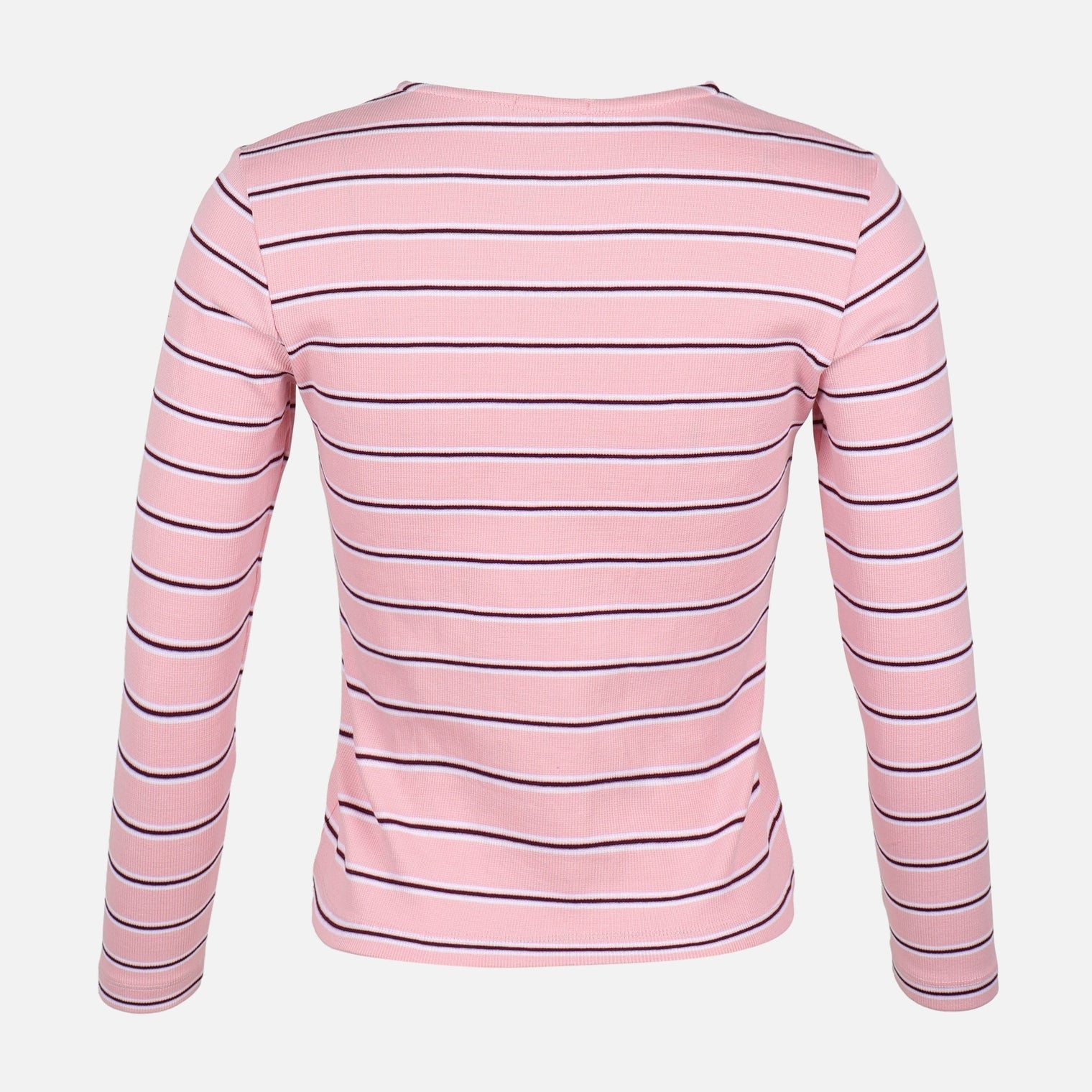 WOMEN RIBBED STRIPE T-SHIRT LONG SLEEVE