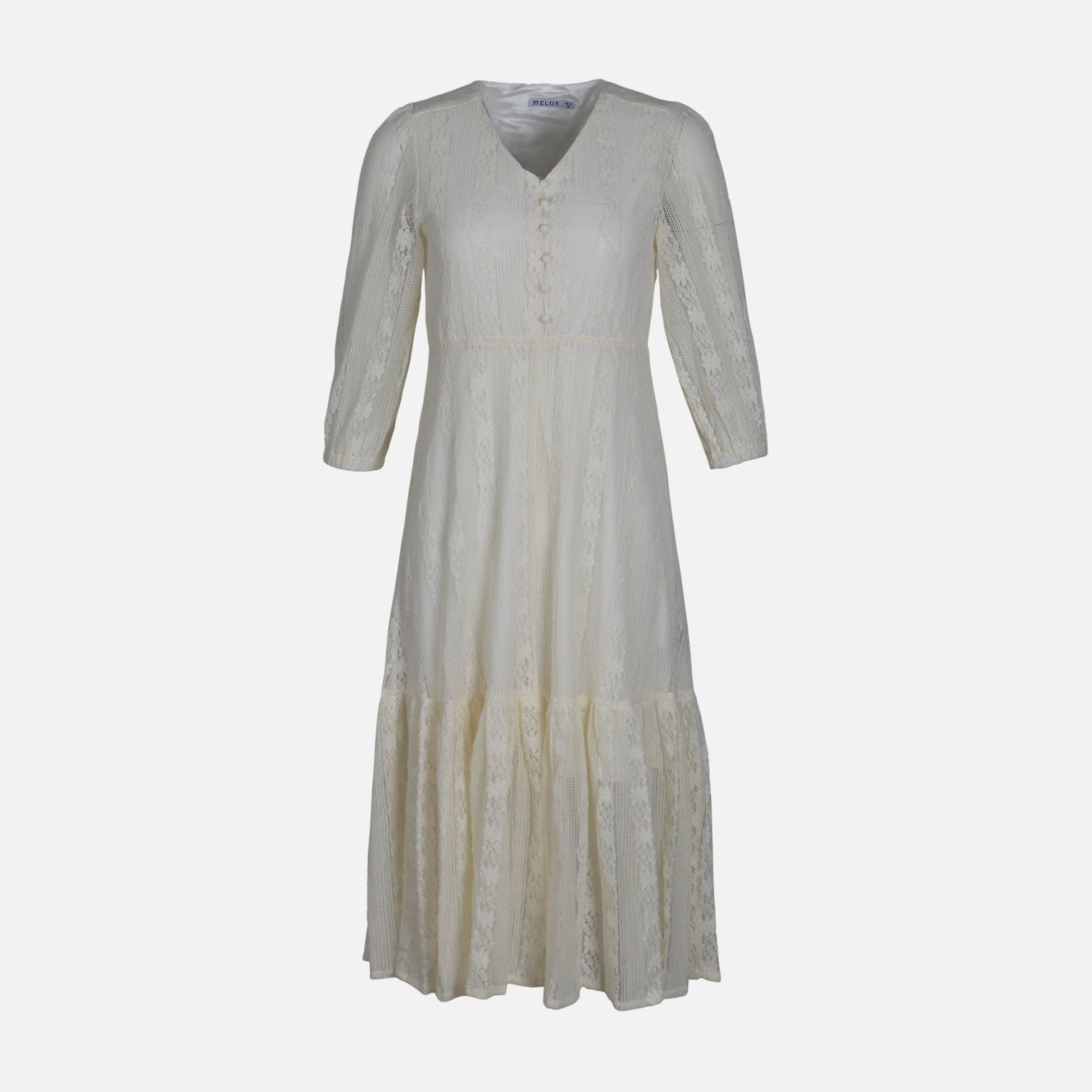 WOMEN SHORT SLEEVE LONG LACE DRESS