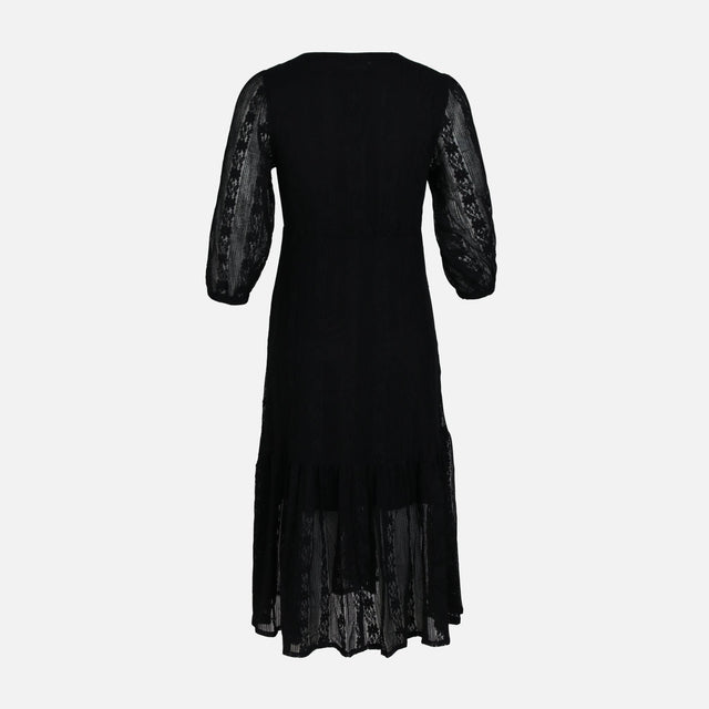 WOMEN SHORT SLEEVE LONG LACE DRESS