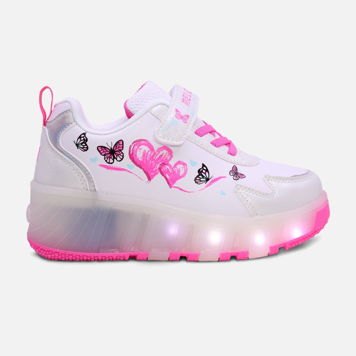 GIRLS WHEELS VELCRO LIGHTING SHOES