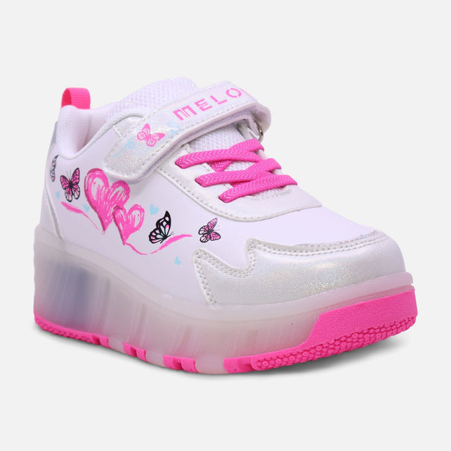 GIRLS WHEELS VELCRO LIGHTING SHOES