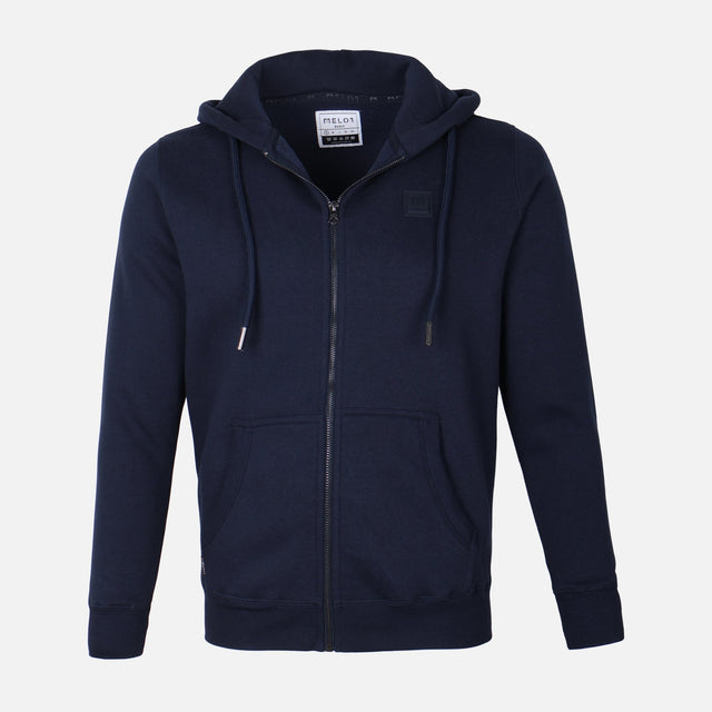 MEN SOLID FLEECE CARDIGAN WITH HOOD