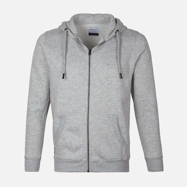 MEN SOLID FLEECE CARDIGAN WITH HOOD