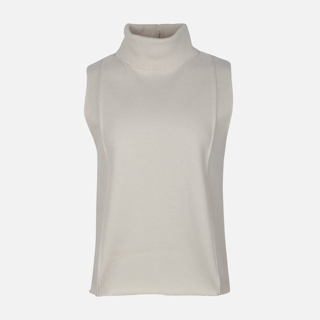 WOMEN SLEEVE LESS HIGH NECK SWEATER