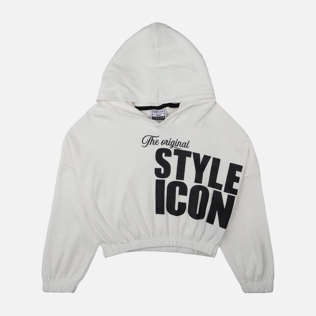 GIRLS RIB CROPPED HOODIE
