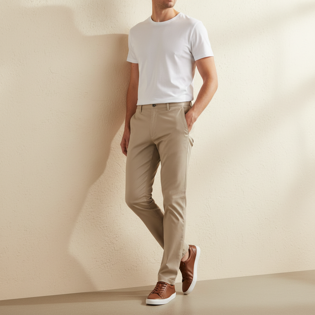 Men Cross Pocket Chino Pants