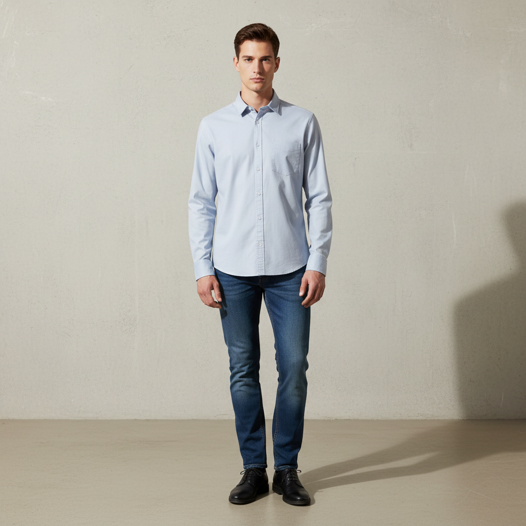 Men Basic Long Sleeve Oxford Shirt