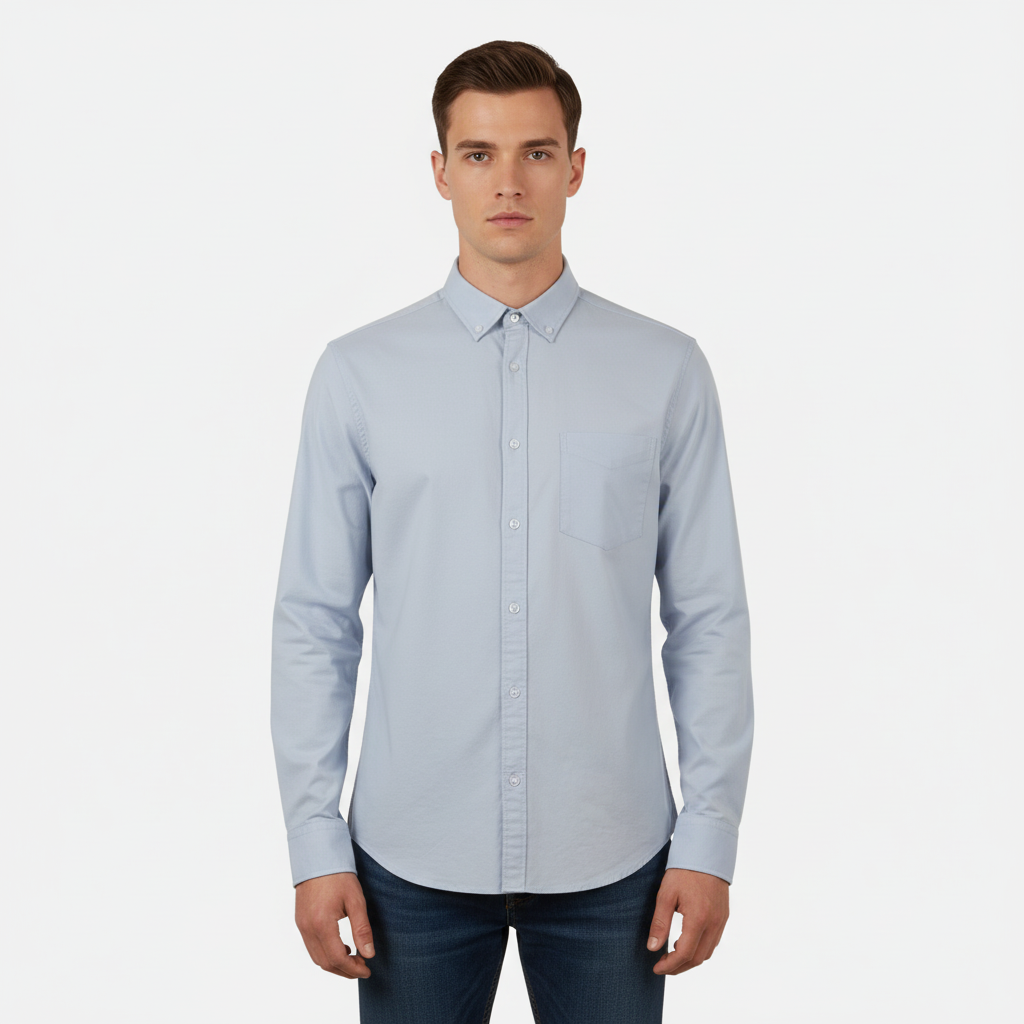 Men Basic Long Sleeve Oxford Shirt