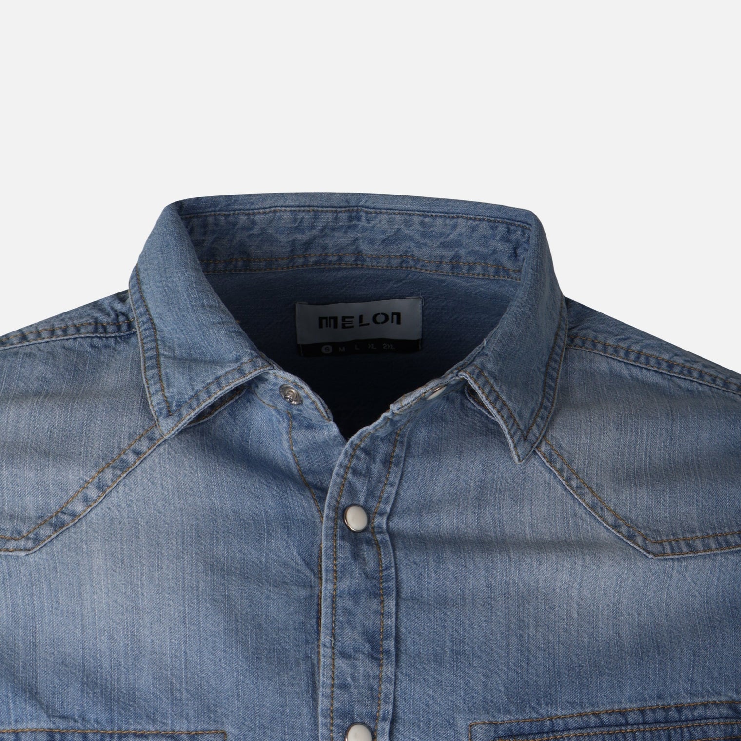 Men Long Sleeve Slub Denim Shirt