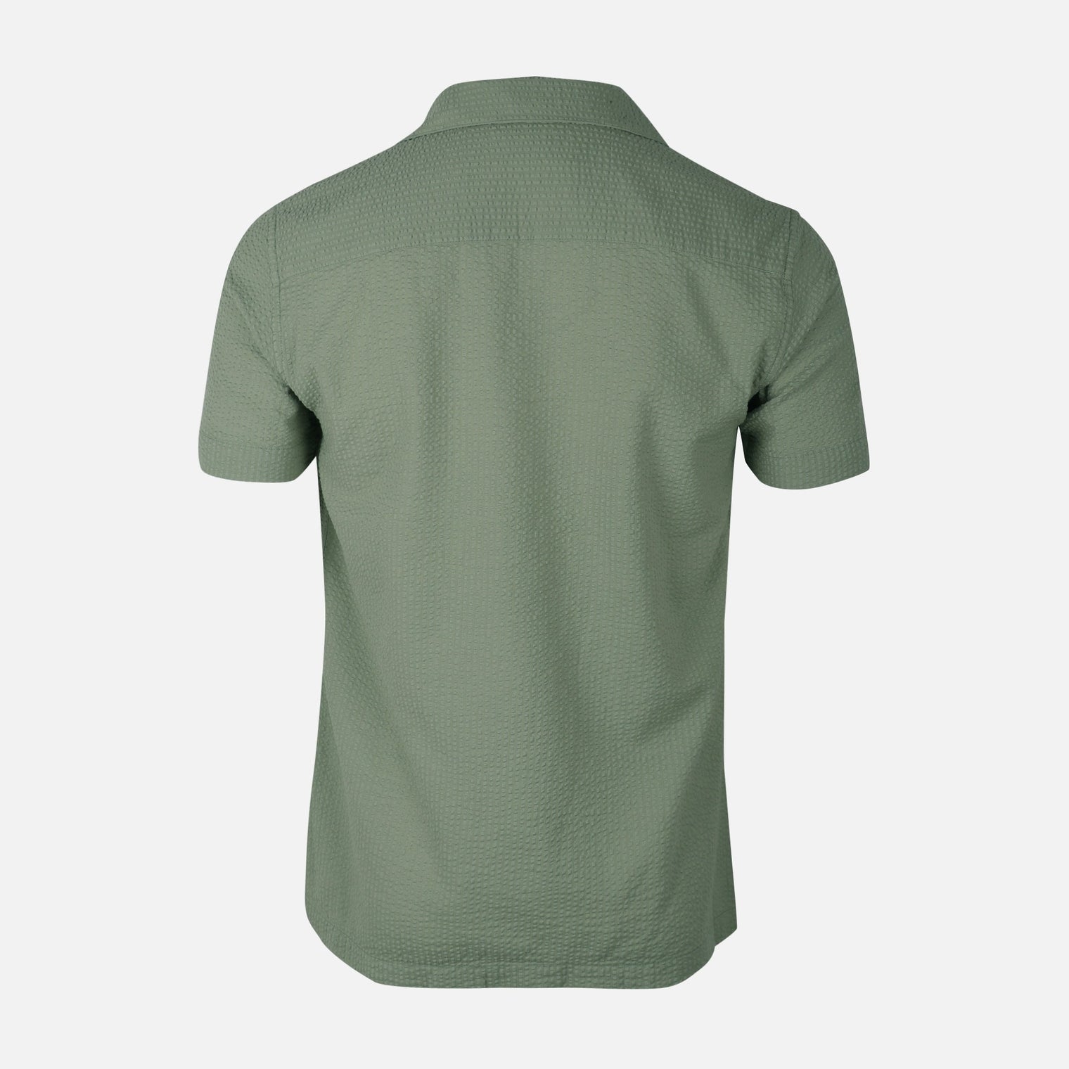 Men Short Sleeve Open Collar Seer Sucker Shirt