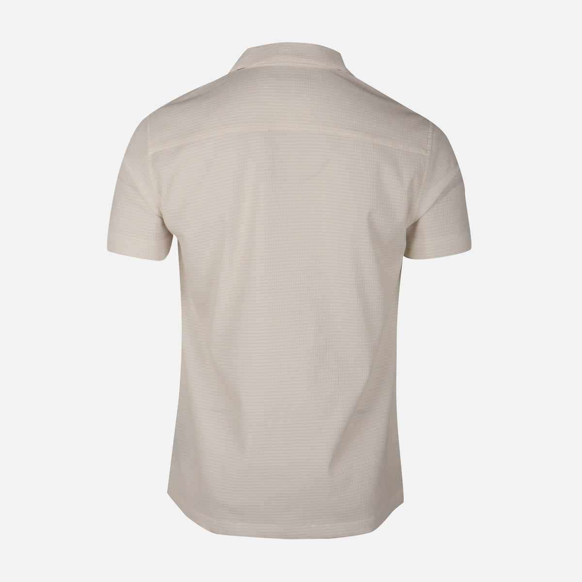 Men Short Sleeve Open Collar Textured Crinkle Shirt
