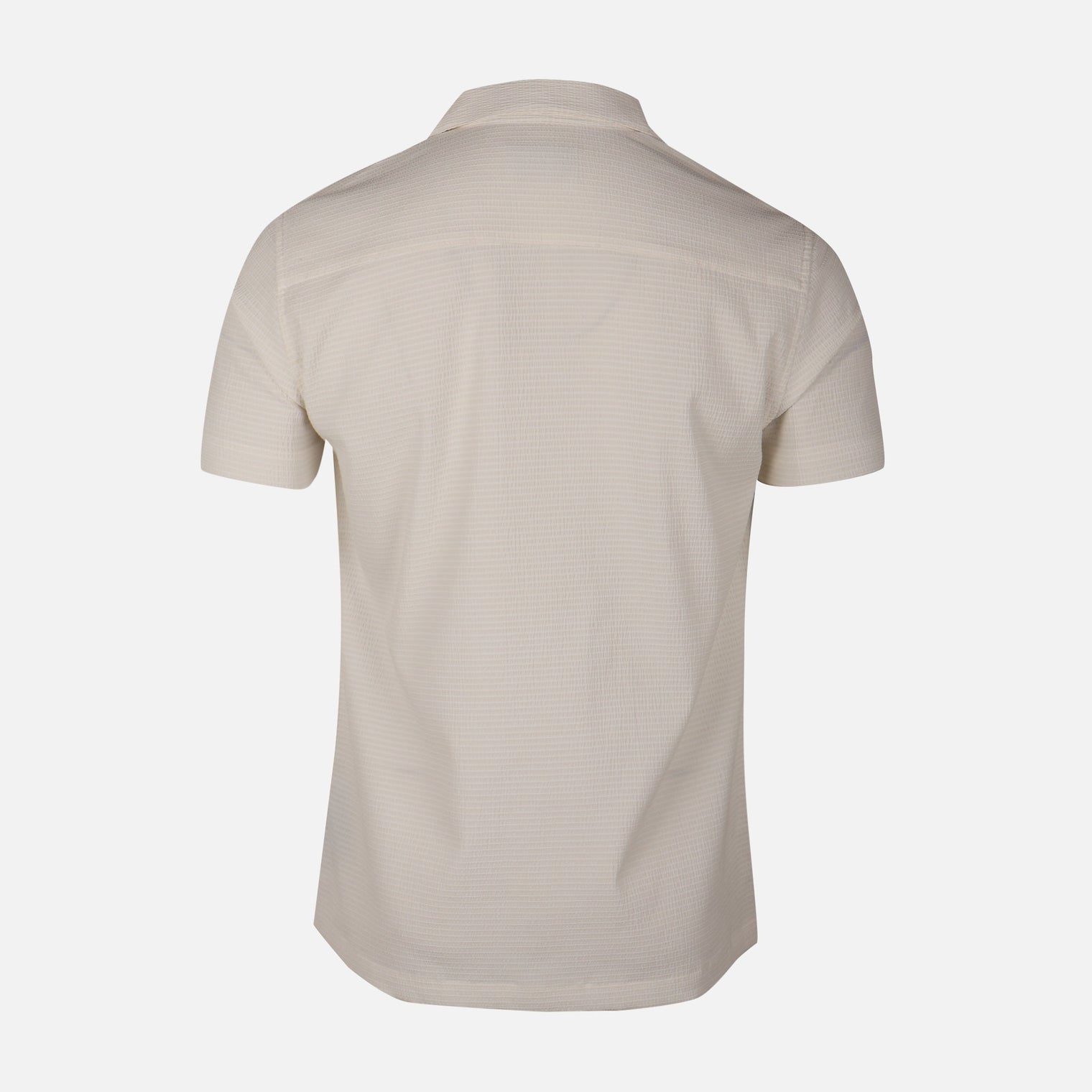 Men Short Sleeve Open Collar Textured Crinkle Shirt