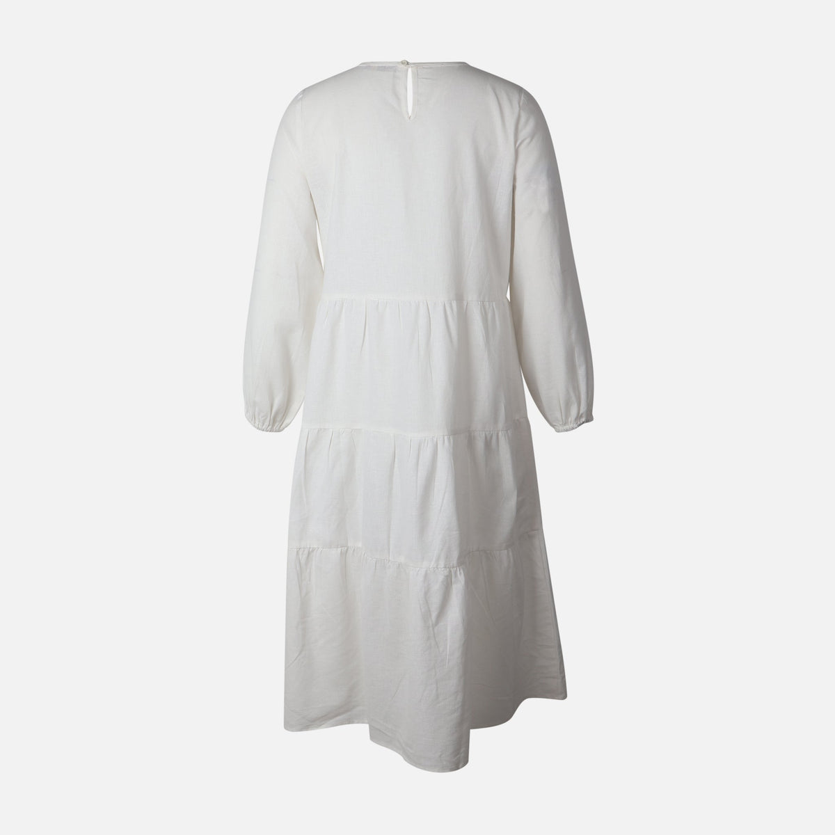 Women Long Sleeve Linen Blend Ankle Dress