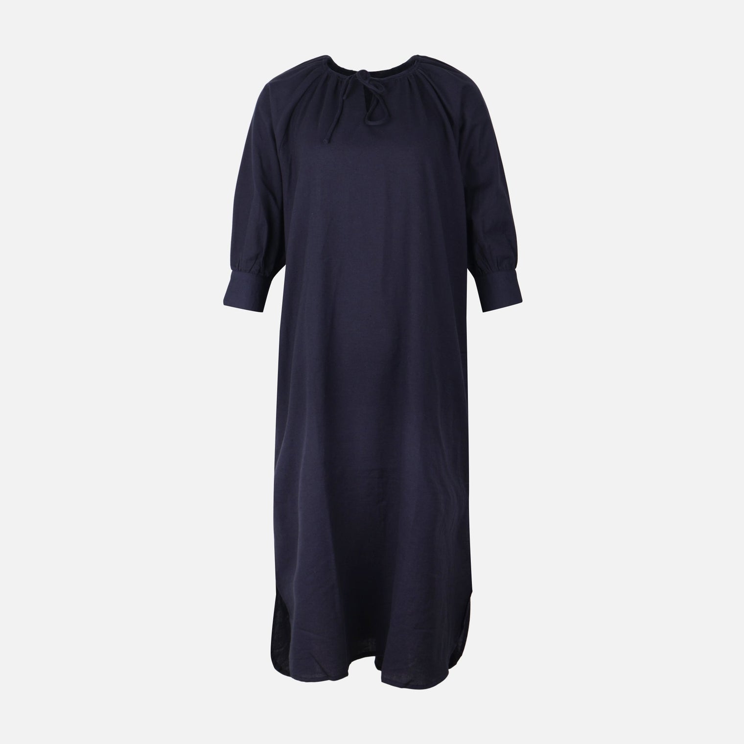 Women 3/4 Sleeve Linen Blend Ankle Dress
