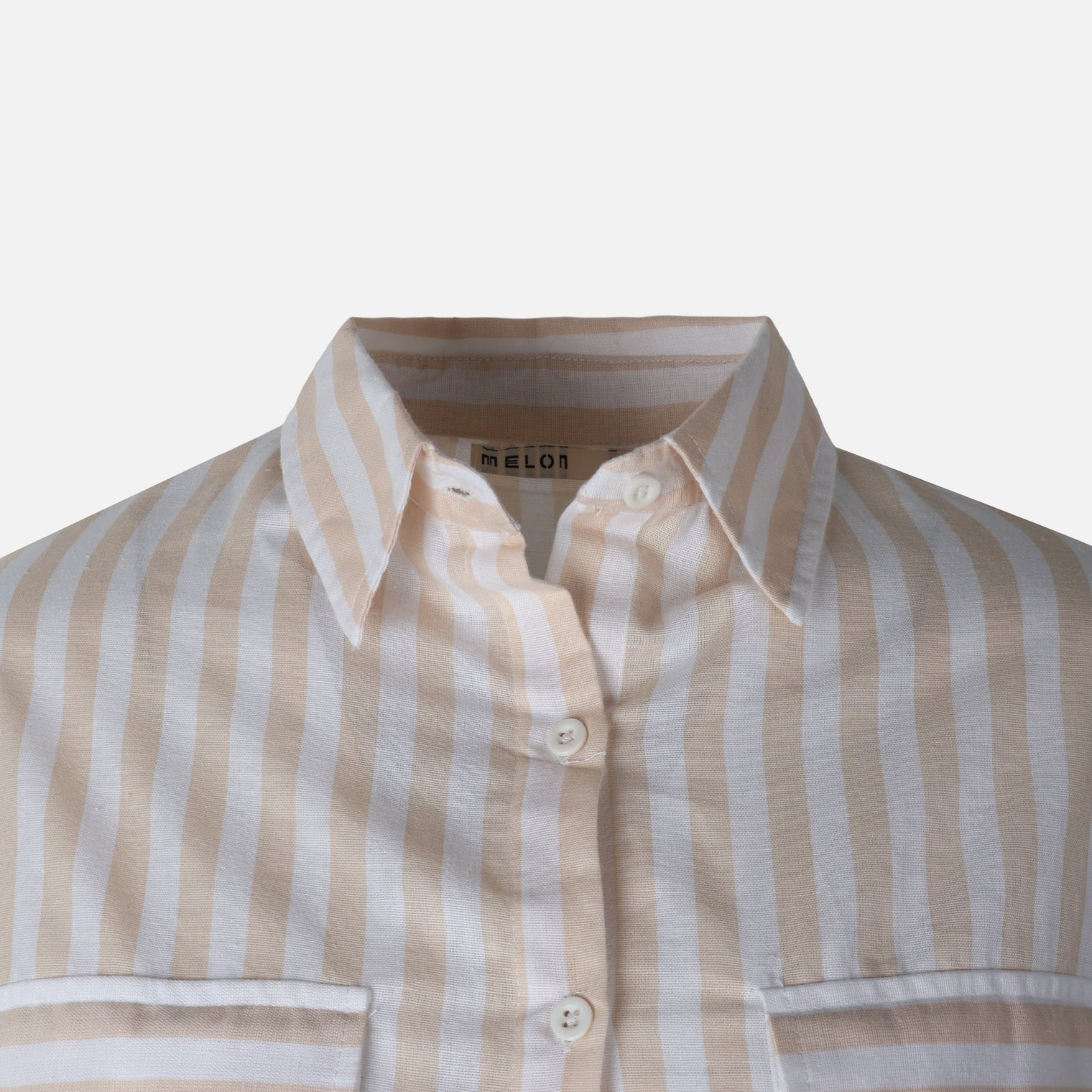 Women 3/4 Sleevr Linen Blend Shirt Stripe Dress