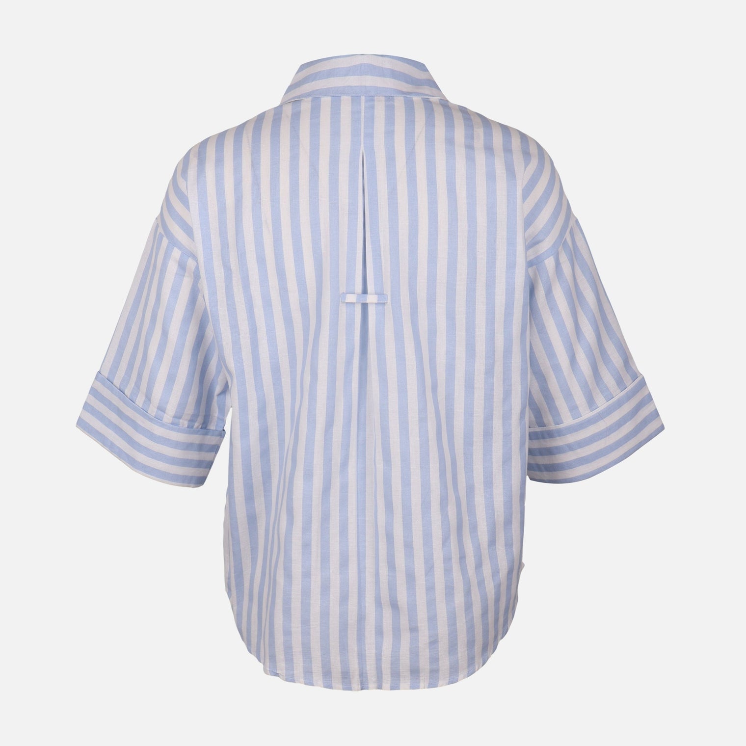 Women Long Sleeve Linen Blend Stripes Shirt