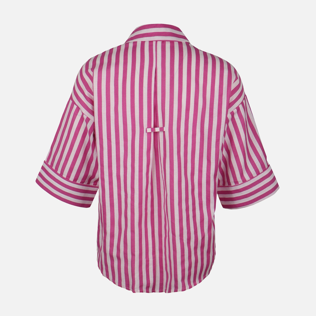 Women Long Sleeve Linen Blend Stripes Shirt