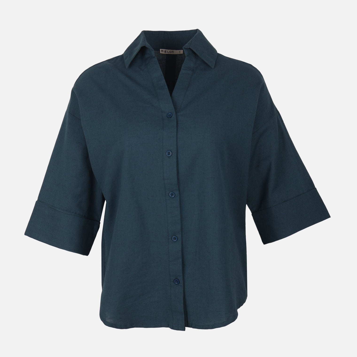 Women Long Sleeve Linen Blend Solid Shirt