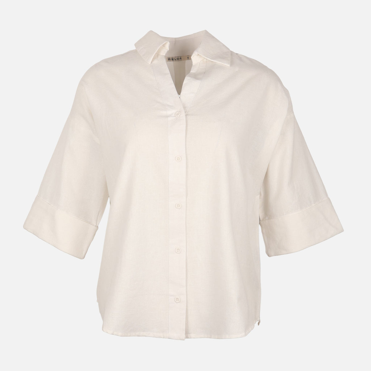 Women Long Sleeve Linen Blend Solid Shirt