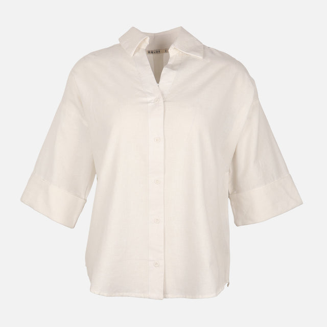 Women Long Sleeve Linen Blend Solid Shirt