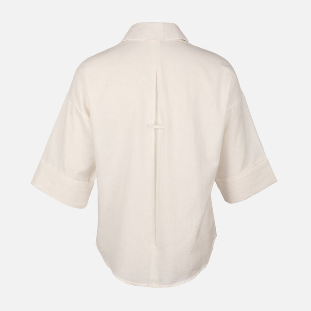 Women Long Sleeve Linen Blend Solid Shirt