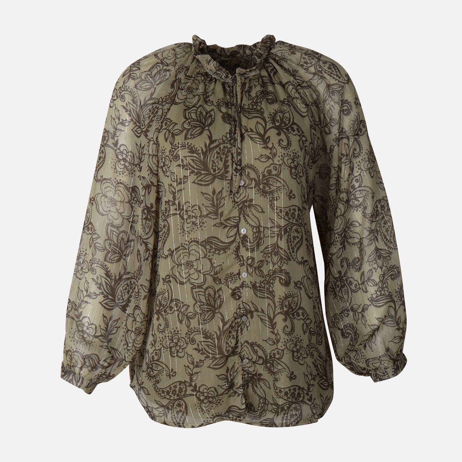 Women Lurex Long Sleeve Shirt