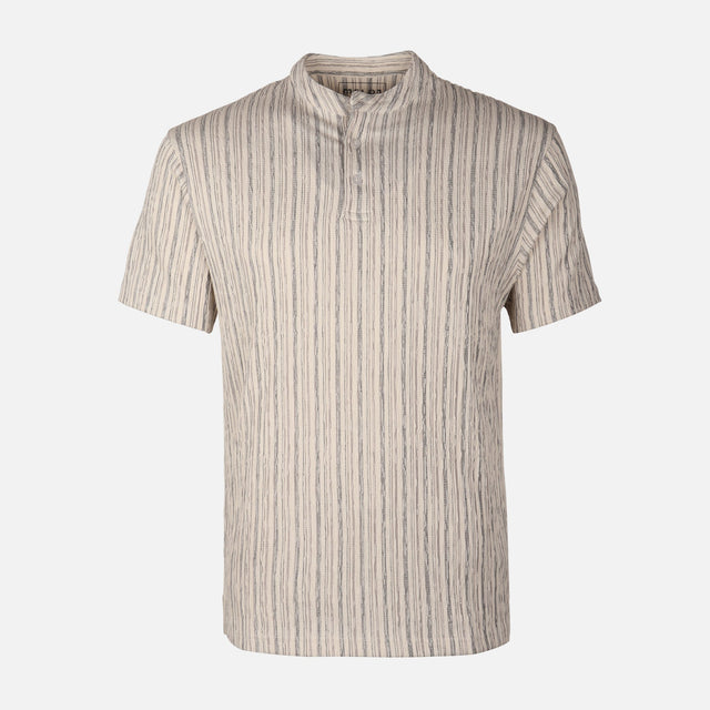 Men Structure T-Shirt Henley Neck