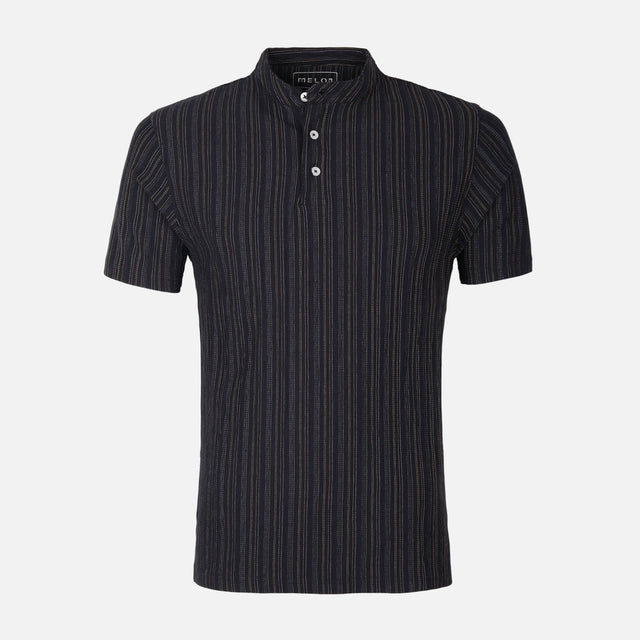 Men Structure T-Shirt Henley Neck