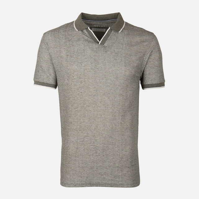Men Structured Polo V-Neck Opening