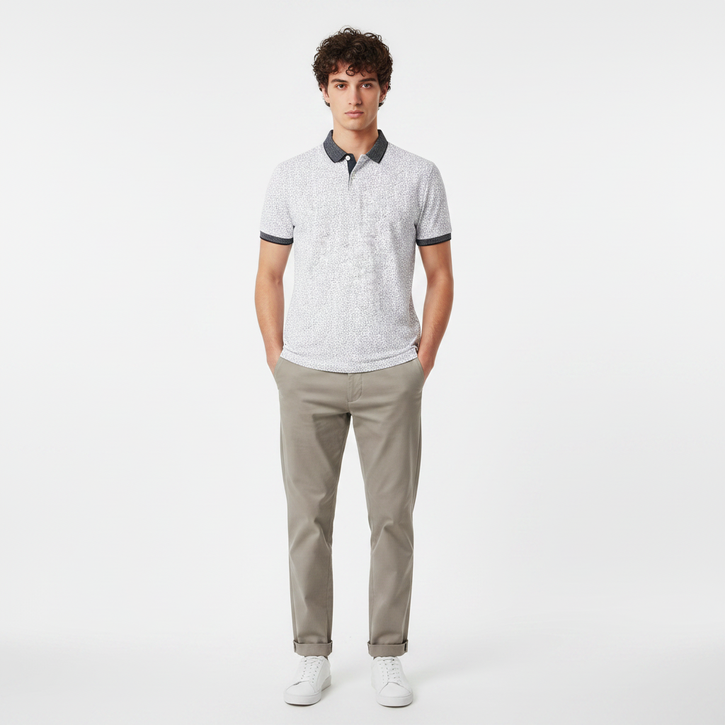Men All-Over Print Polo T-Shirt Short Sleeve