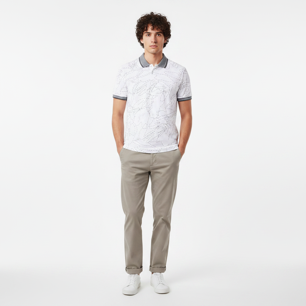 Men All-Over Print Polo T-Shirt Short Sleeve
