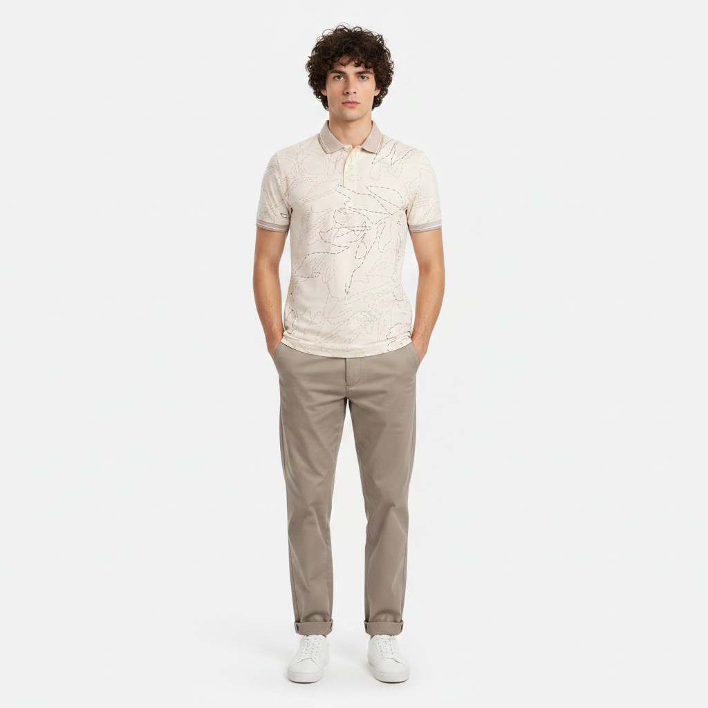 Men All-Over Print Polo T-Shirt Short Sleeve