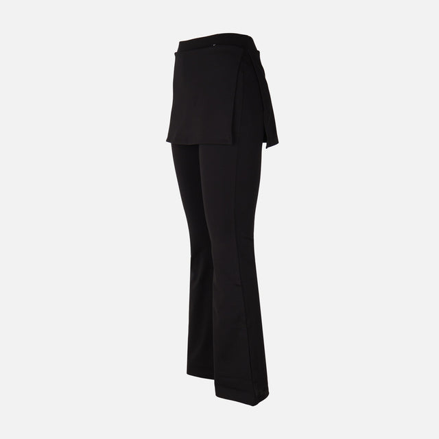 Women Wrap Flare Fit Jersey Pants With Skirt Overlay