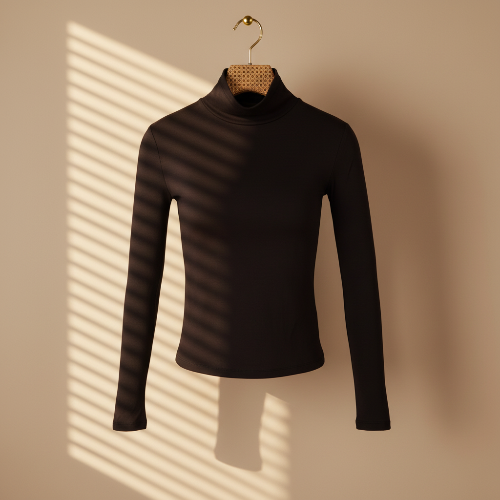 Women Basic Long Sleeve High Neck T-Shirt