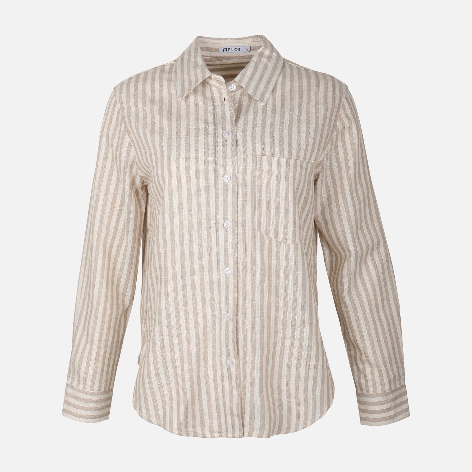 Women Linen Blend Striped Shirt