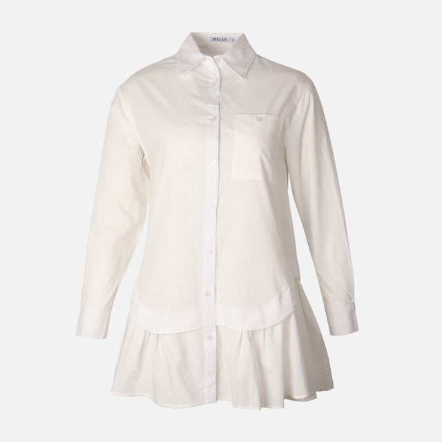 Women Poplin Oversize Button Tunic