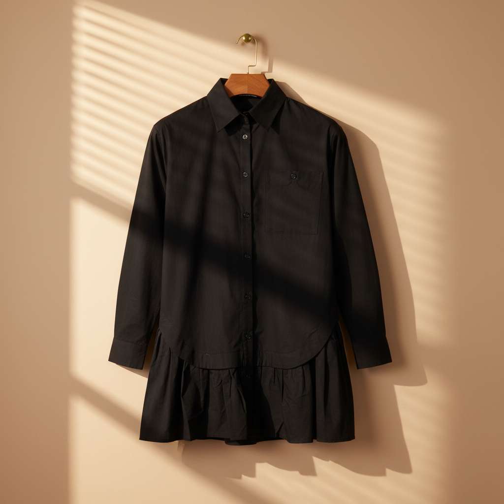 Women Poplin Oversized Button Tunic