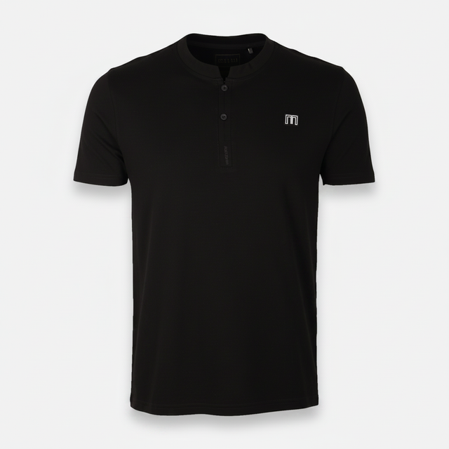 Men Pique Henley T-Shirt Short Sleeve