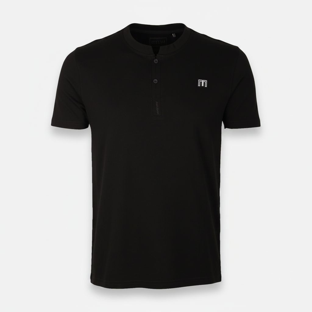 Men Pique Henley T-Shirt Short Sleeve